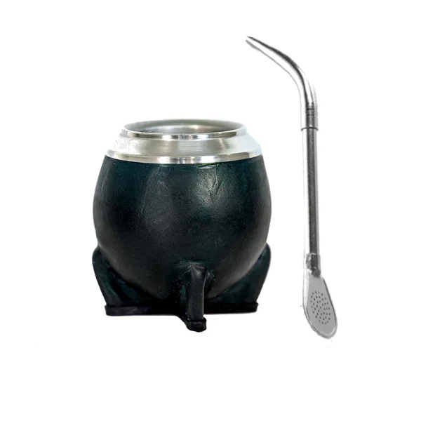 Mate pampa de  cuero uruguayo con 3 patas y virola de acero - Mate Pampa distribuidora mayorista